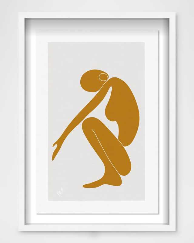 "Golden Mustard Inversion" Framed Wall Art Print